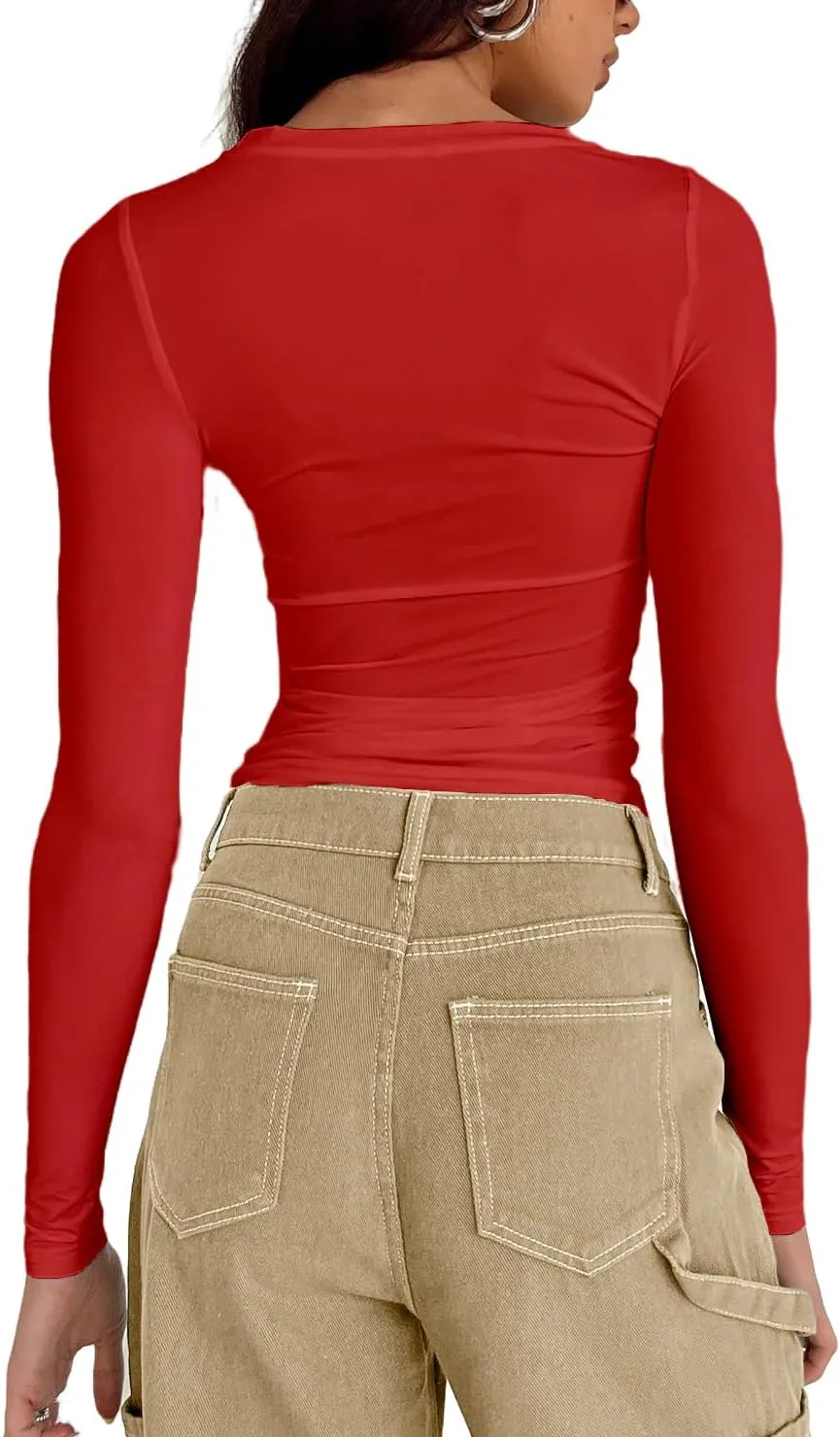 Abardsion Women's Casual Basic Going Out Crop Tops Slim Fit Short Sleeve Crew Neck Tight T Shirts