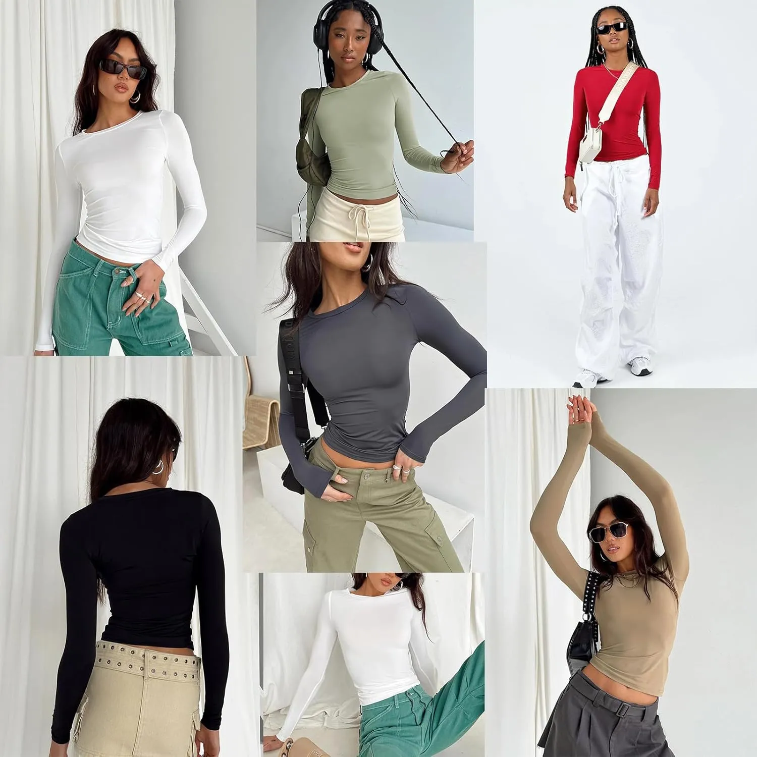 Abardsion Women's Casual Basic Going Out Crop Tops Slim Fit Short Sleeve Crew Neck Tight T Shirts