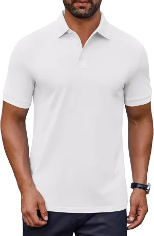 COOFANDY Men's Cotton Pique Polo Shirts Short Sleeve Golf Shirts Basic Casual Collared T-Shirt