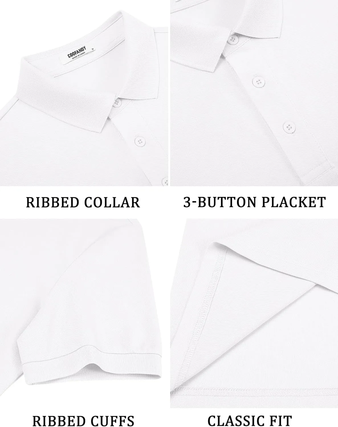 COOFANDY Men's Cotton Pique Polo Shirts Short Sleeve Golf Shirts Basic Casual Collared T-Shirt