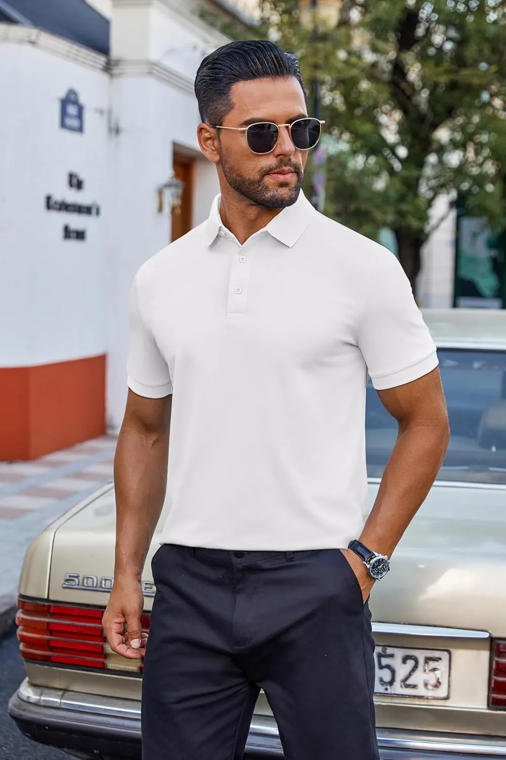 COOFANDY Men's Cotton Pique Polo Shirts Short Sleeve Golf Shirts Basic Casual Collared T-Shirt