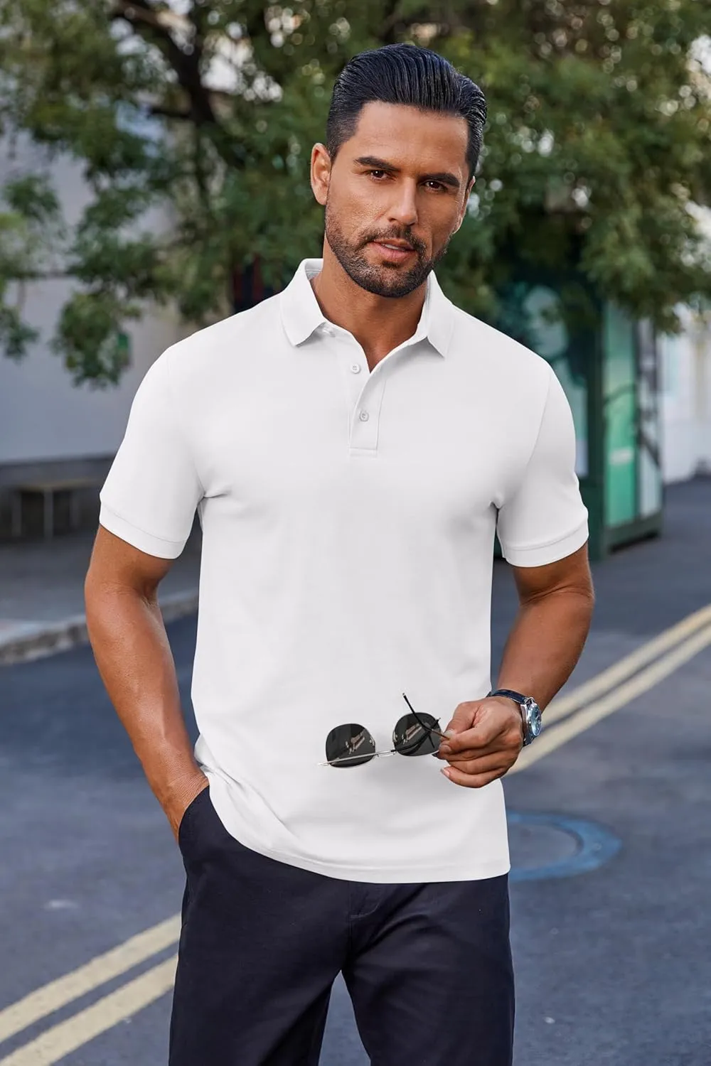 COOFANDY Men's Cotton Pique Polo Shirts Short Sleeve Golf Shirts Basic Casual Collared T-Shirt