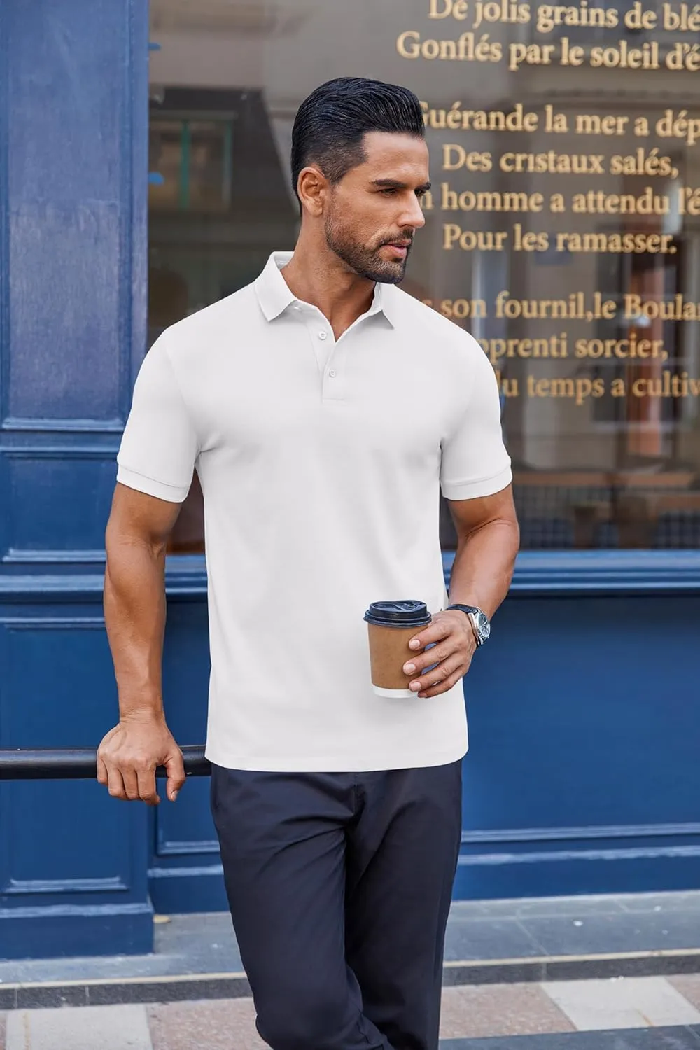 COOFANDY Men's Cotton Pique Polo Shirts Short Sleeve Golf Shirts Basic Casual Collared T-Shirt
