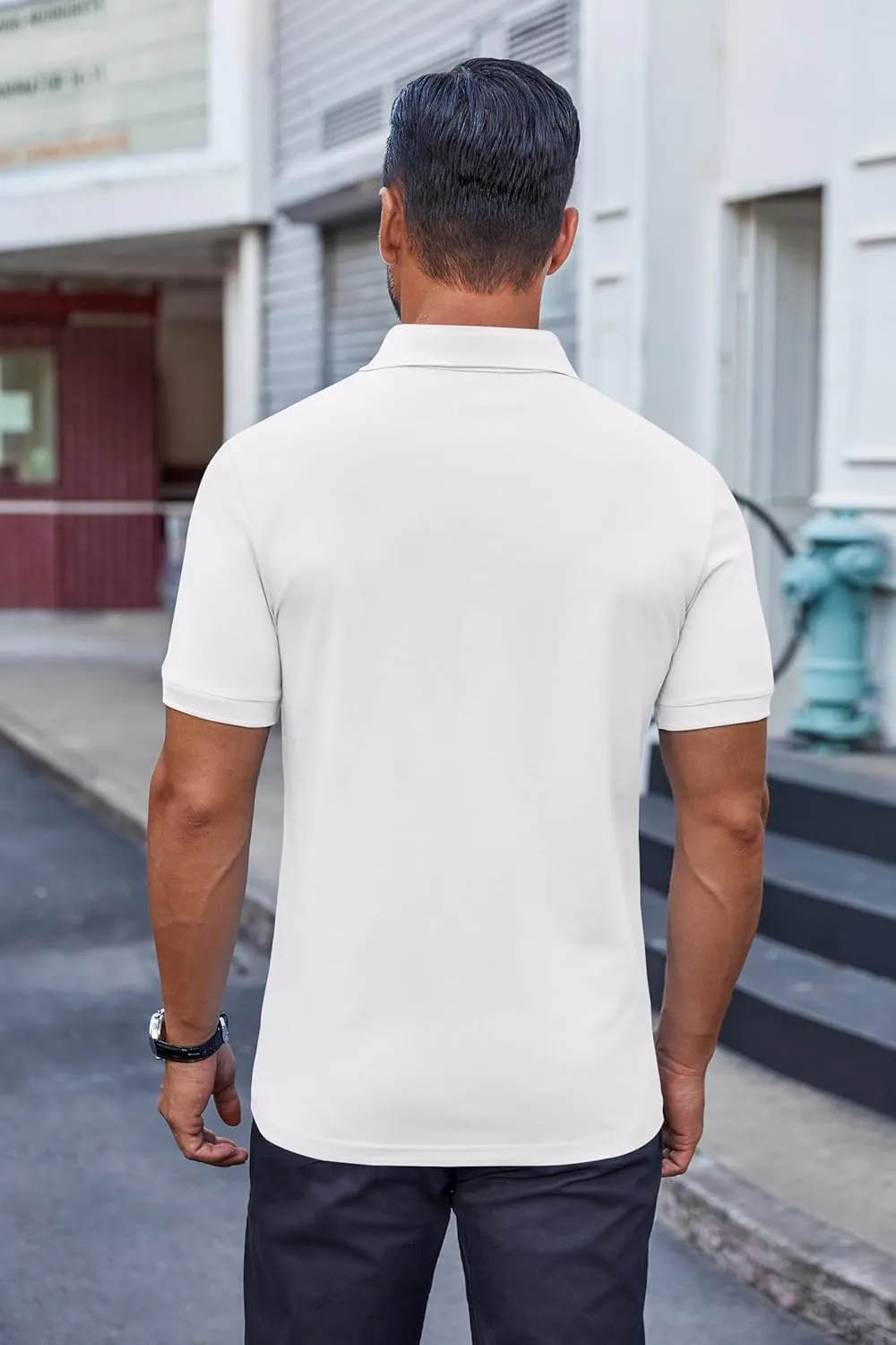 COOFANDY Men's Cotton Pique Polo Shirts Short Sleeve Golf Shirts Basic Casual Collared T-Shirt