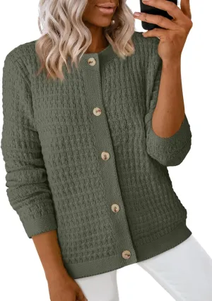 Dokotoo Cardigan Sweaters for Women Lightweight Long Sleeve Open Front 2024 Button Down Jacket Winter