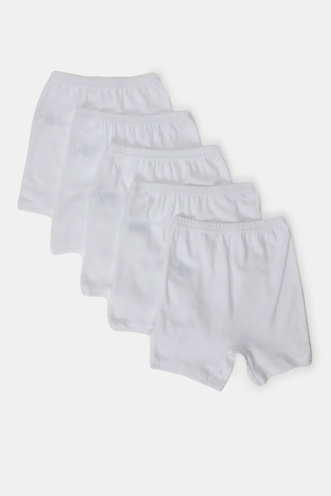 Girls White Solid Basic Half Pant (Pack of 5)