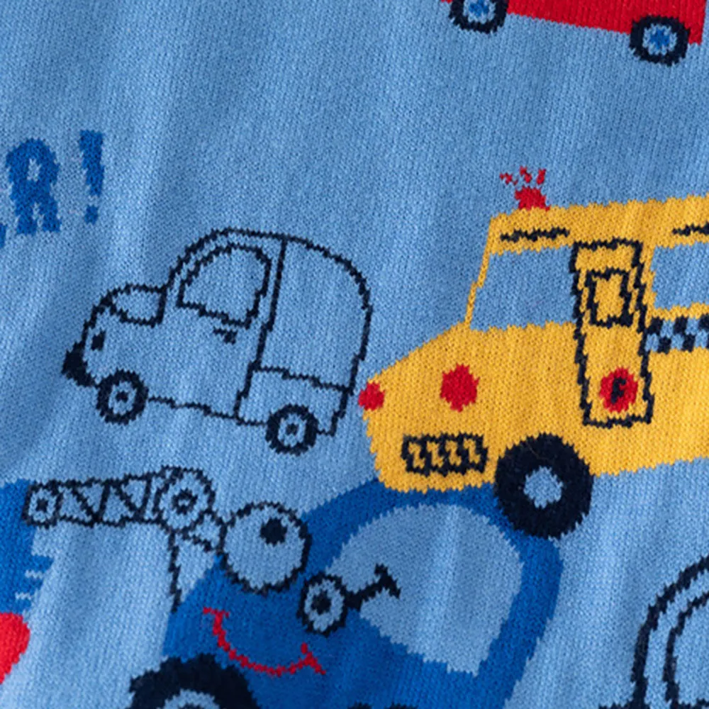 Little Surprise Box Blue Toeing Car Theme Cardigan/Warmer/Sweater for Toddlers & Kids