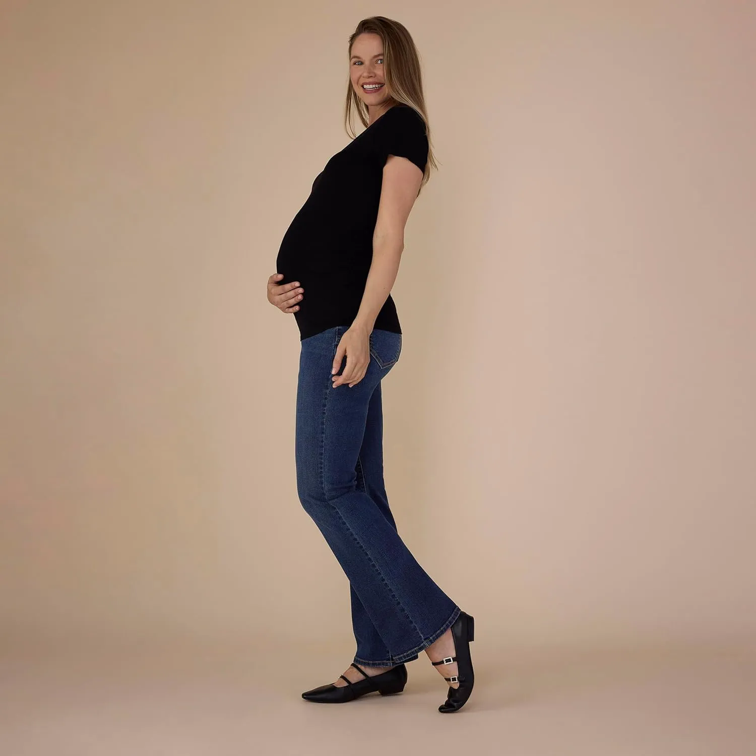 Motherhood Maternity Women's Super Stretch Secret Fit Over The Belly Bootcut Pregnancy Jeans