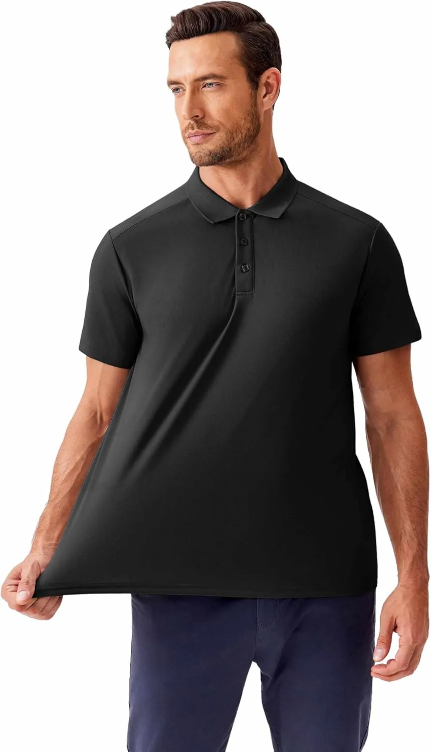 PINSPARK Golf Polo Shirts for Men Quick Dry Short Sleeve Collared Shirt Slim Fit Casual Solid Stylish Polos Shirt