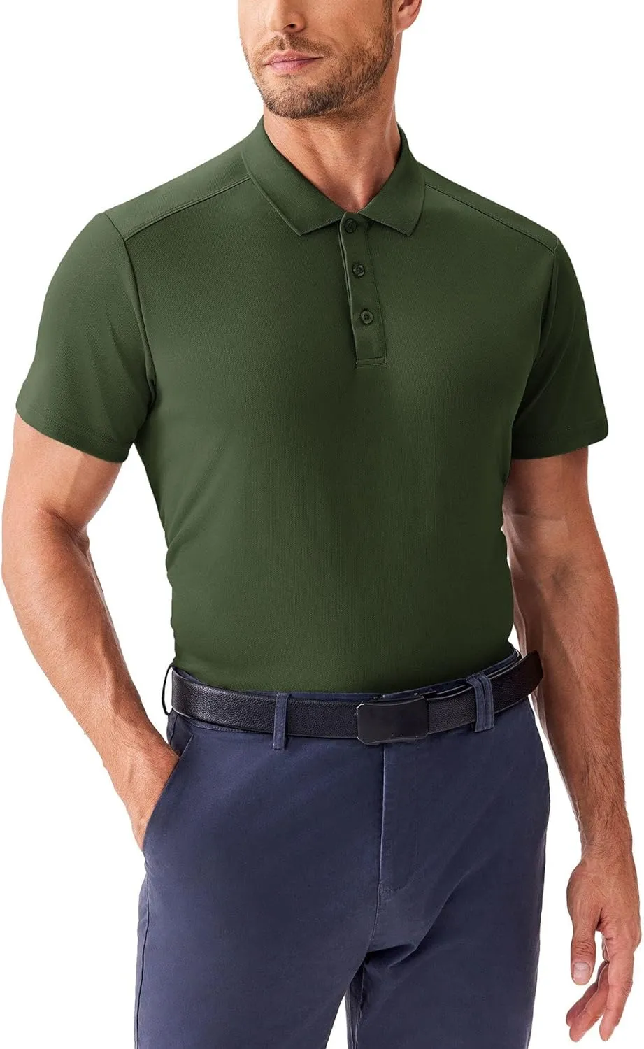 PINSPARK Golf Polo Shirts for Men Quick Dry Short Sleeve Collared Shirt Slim Fit Casual Solid Stylish Polos Shirt