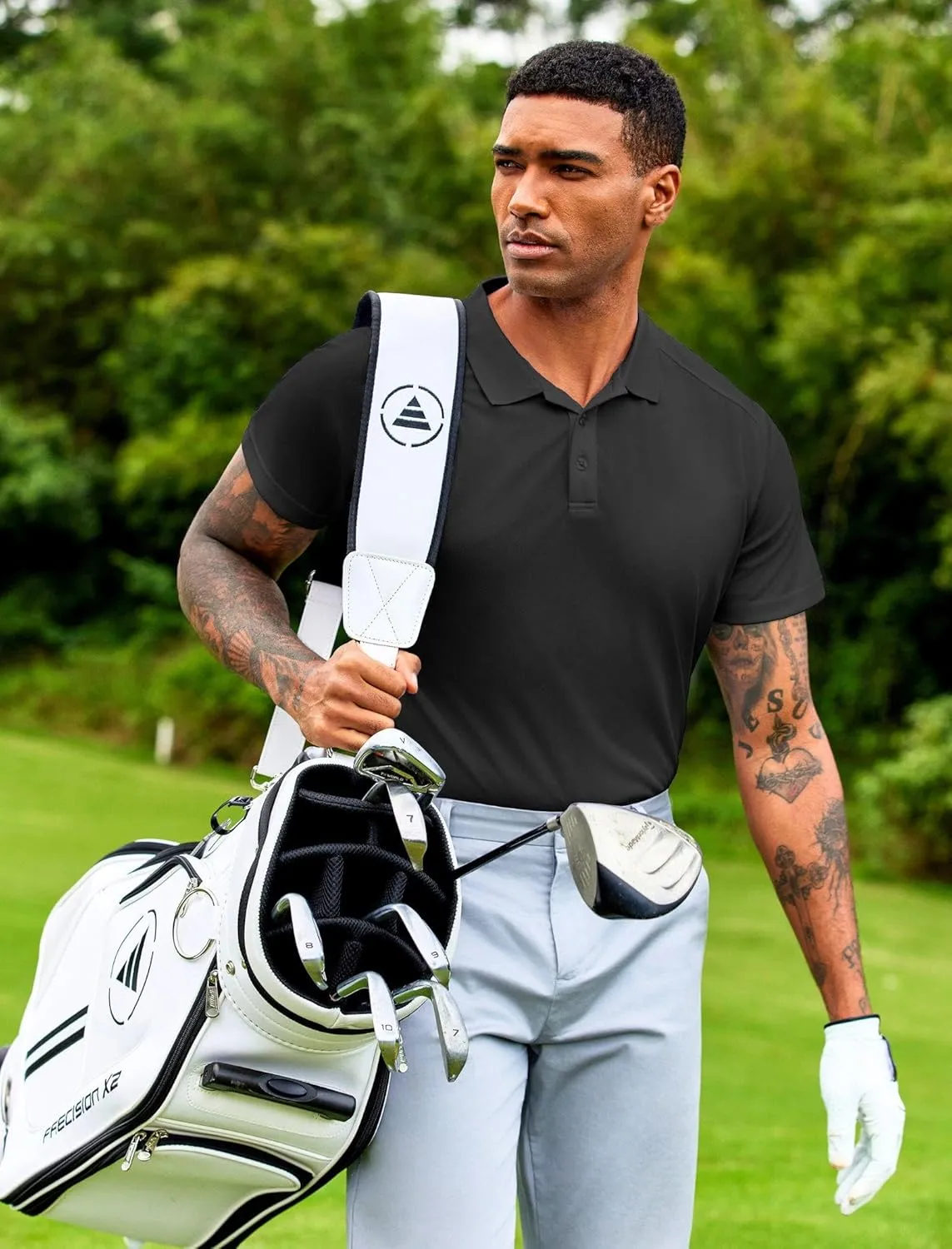 PINSPARK Golf Polo Shirts for Men Quick Dry Short Sleeve Collared Shirt Slim Fit Casual Solid Stylish Polos Shirt