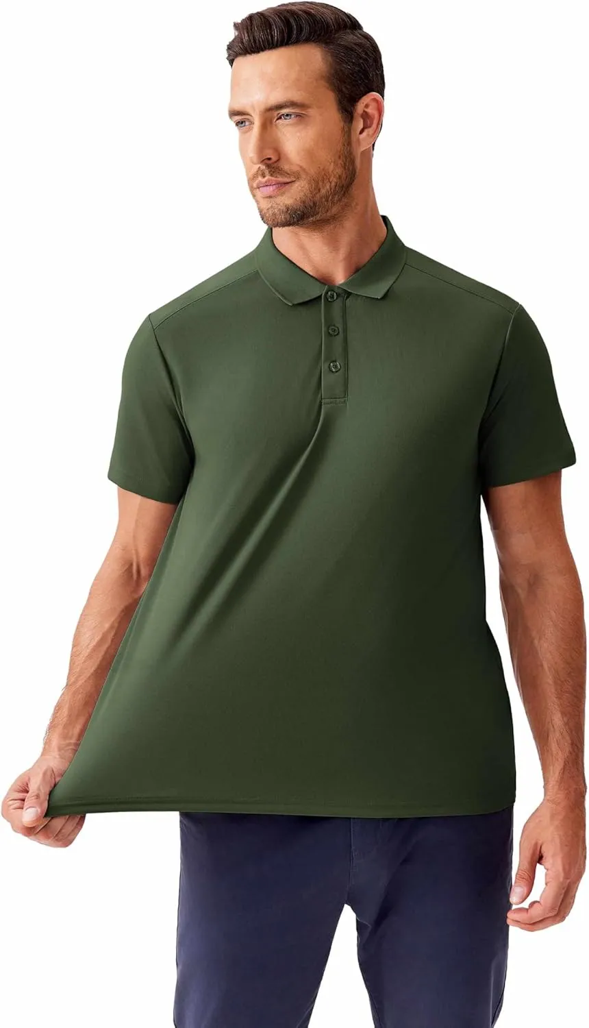PINSPARK Golf Polo Shirts for Men Quick Dry Short Sleeve Collared Shirt Slim Fit Casual Solid Stylish Polos Shirt