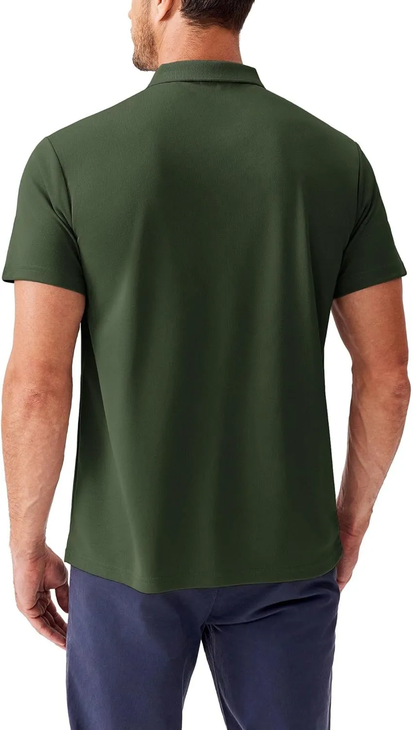 PINSPARK Golf Polo Shirts for Men Quick Dry Short Sleeve Collared Shirt Slim Fit Casual Solid Stylish Polos Shirt