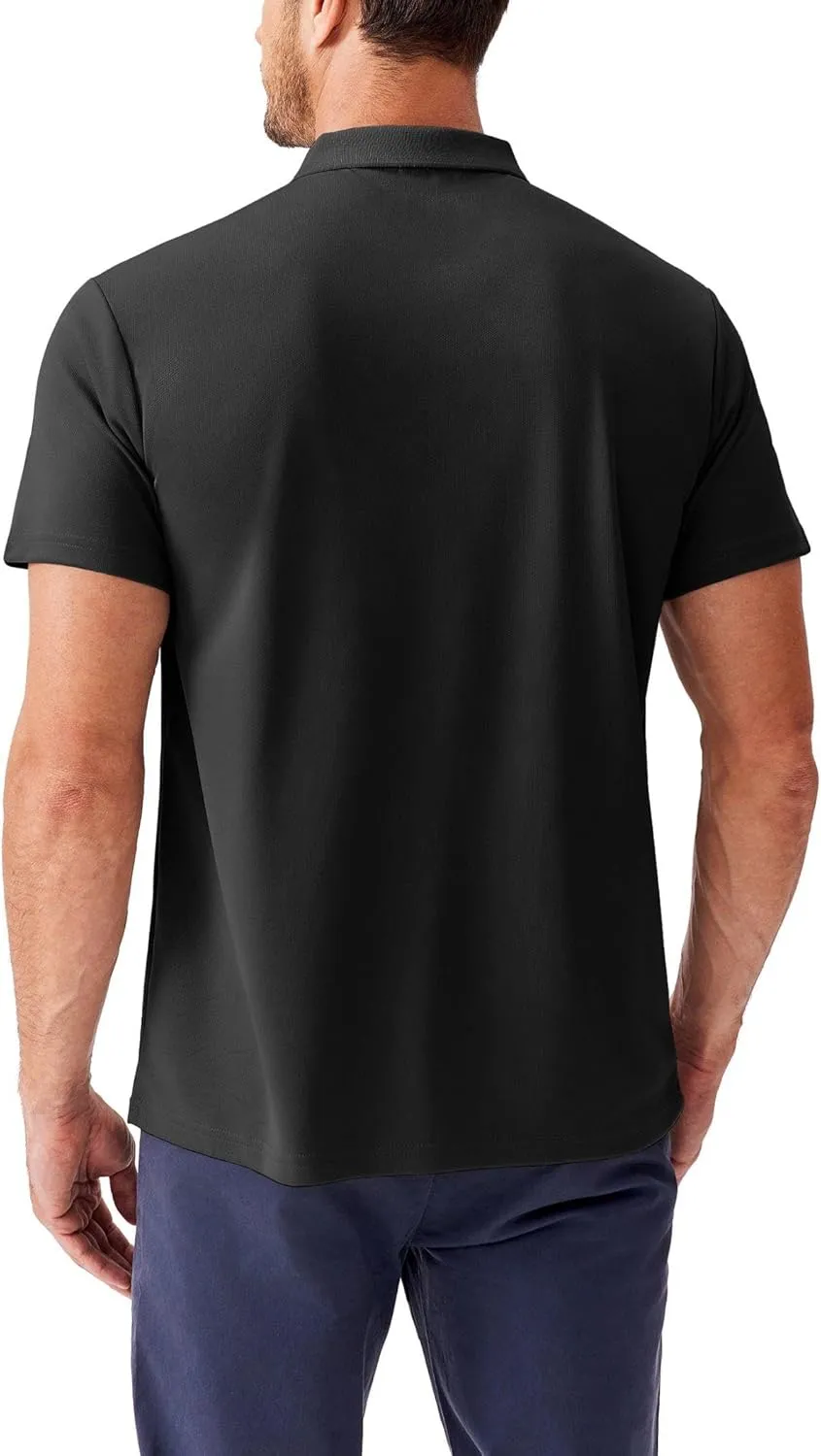 PINSPARK Golf Polo Shirts for Men Quick Dry Short Sleeve Collared Shirt Slim Fit Casual Solid Stylish Polos Shirt