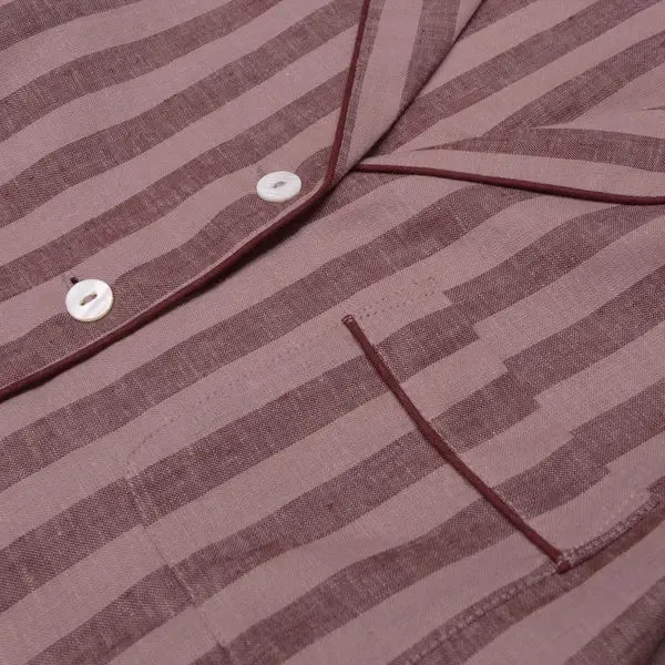 Port & Woodrose Striped Linen & Tencel Women's PJ Trouser Set