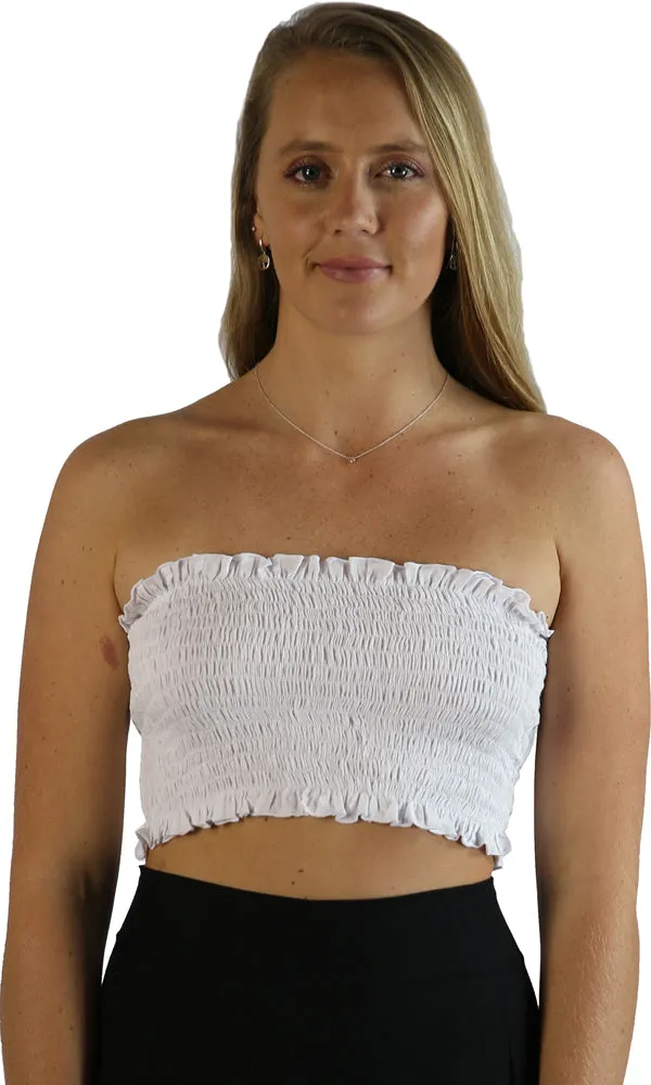 Rayon Top Frilled Boob Tube Plain, More Colours