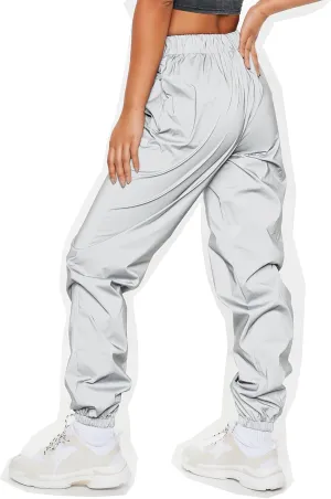 Reflective Pants Women Brand Hip Hop Dance Fluorescent Trousers Casual Harajuku Night Sporting Jogger Pants Gray