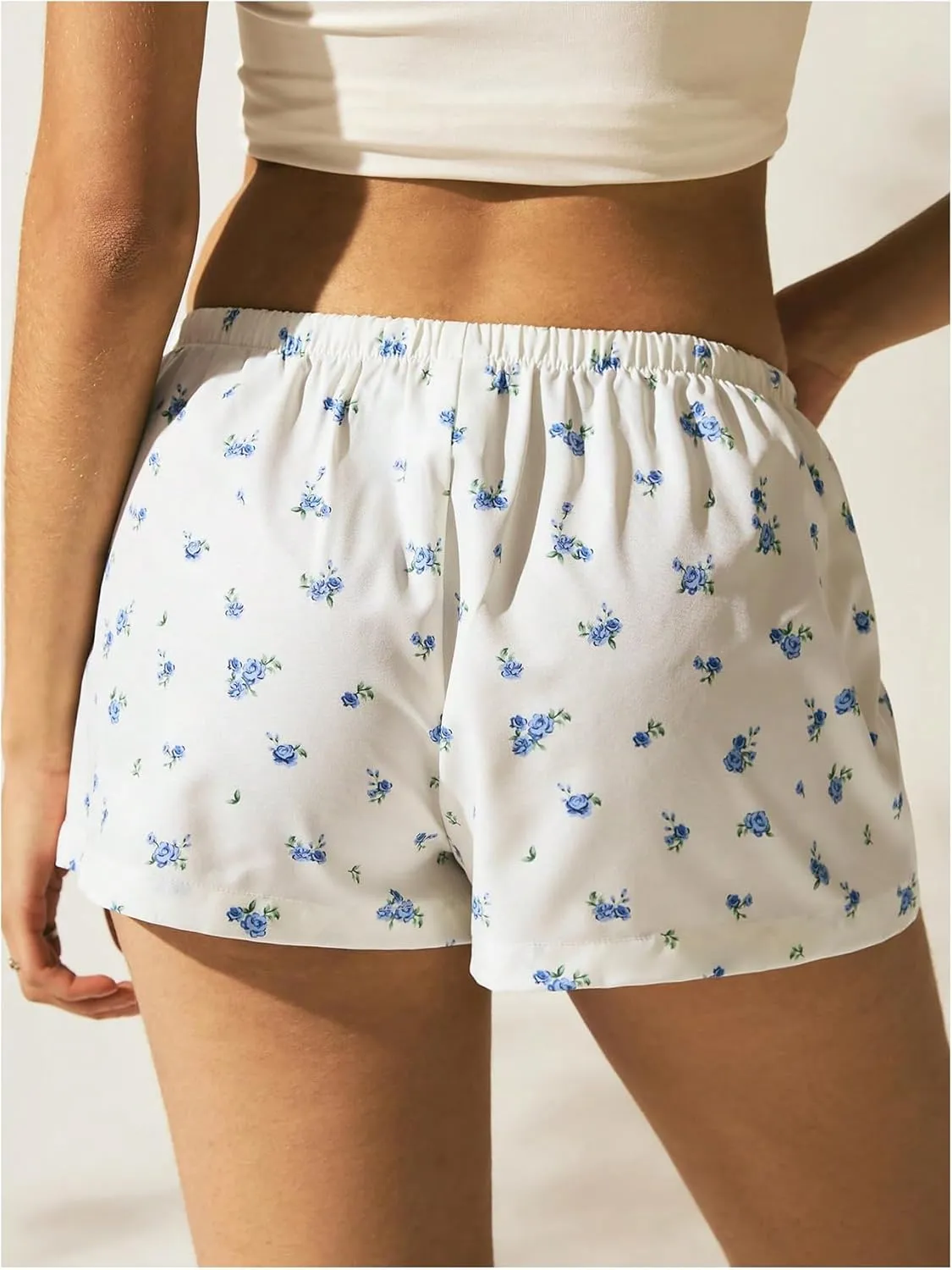 SOLY HUX Women's Striped Print Drawstring Waist Shorts Wide Leg Summer Beach Mini Shorts