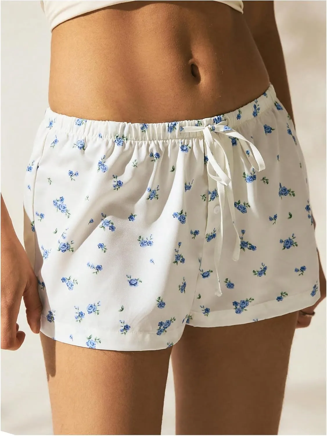 SOLY HUX Women's Striped Print Drawstring Waist Shorts Wide Leg Summer Beach Mini Shorts