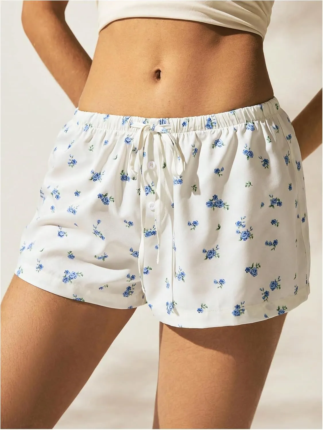SOLY HUX Women's Striped Print Drawstring Waist Shorts Wide Leg Summer Beach Mini Shorts