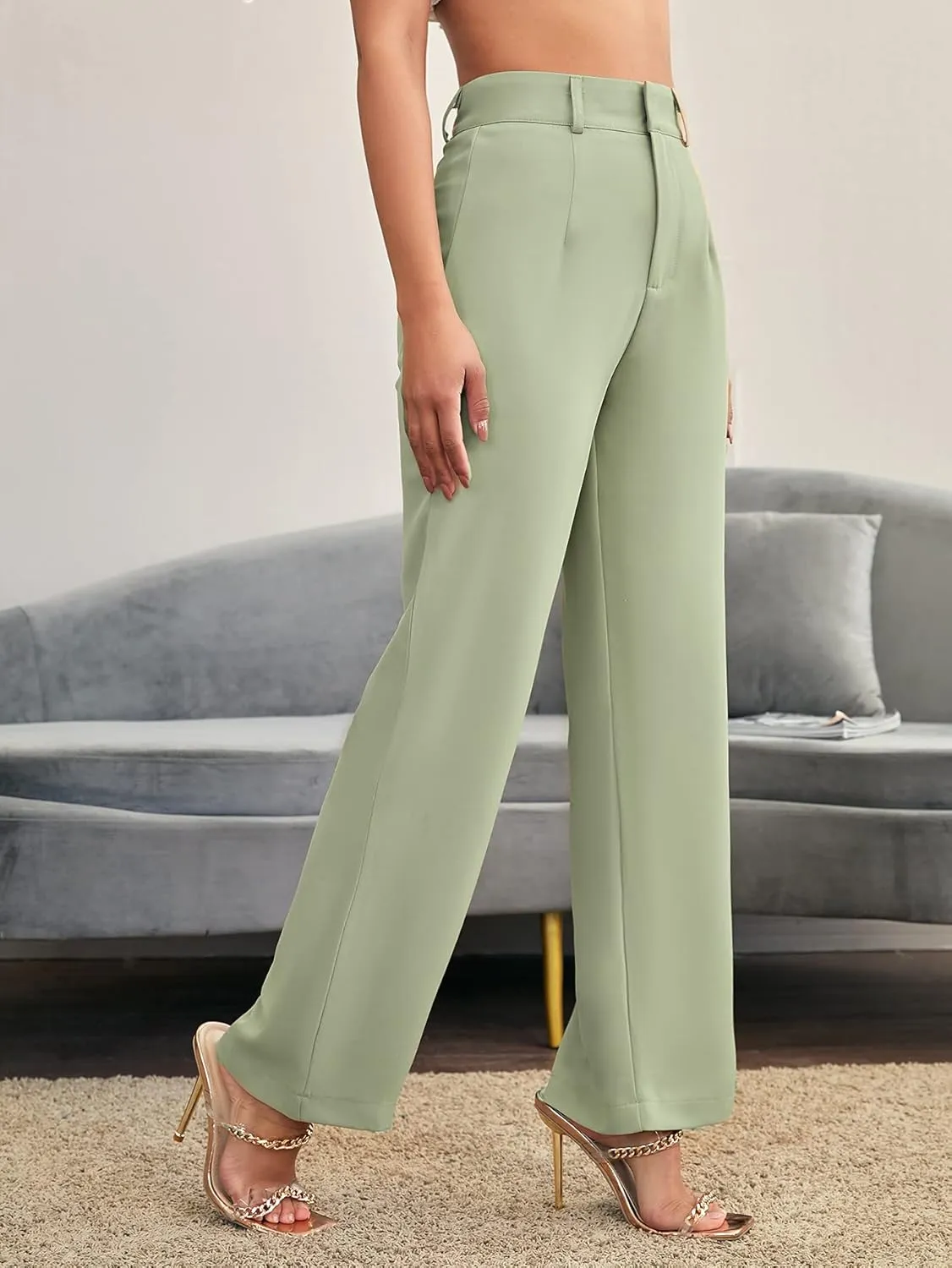 SweatyRocks Women's Elegant High Waist Solid Long Pants Office Trousers