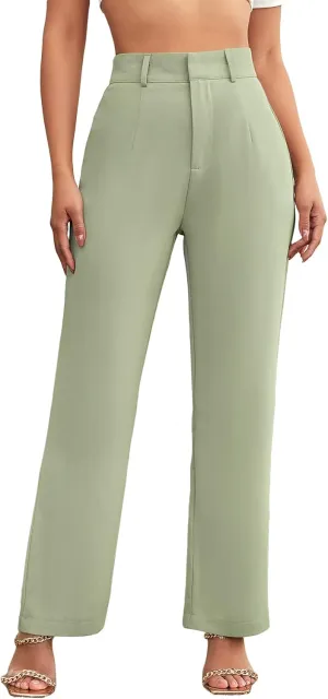 SweatyRocks Women's Elegant High Waist Solid Long Pants Office Trousers