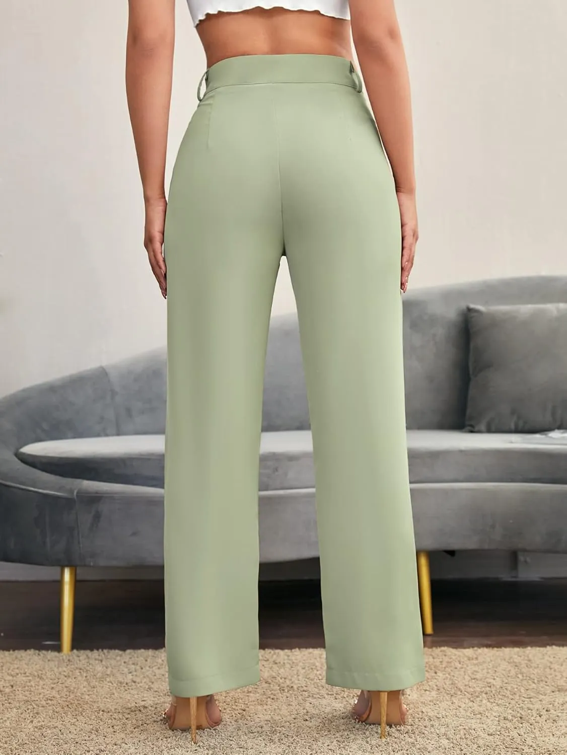 SweatyRocks Women's Elegant High Waist Solid Long Pants Office Trousers