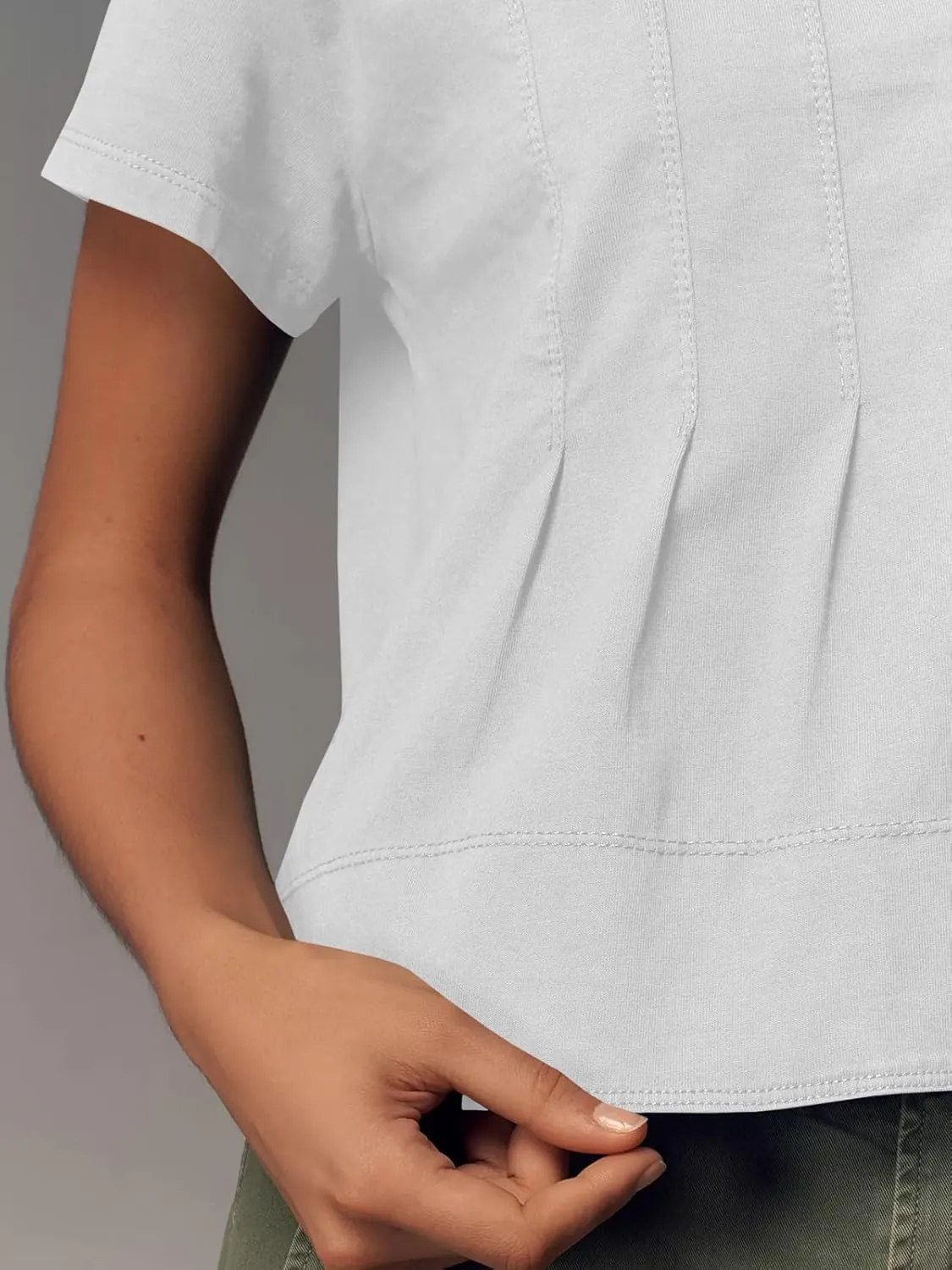 Tankaneo Womens Babydoll Tops Short Sleeve Peplum Pleated Summer T-Shirts Casual Loose Fit Flowy Tshirts 2025
