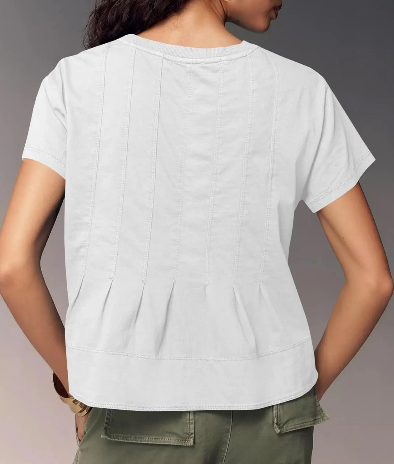 Tankaneo Womens Babydoll Tops Short Sleeve Peplum Pleated Summer T-Shirts Casual Loose Fit Flowy Tshirts 2025