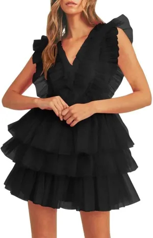 Tiered Tulle Homecoming Dresses for Teens Puffy Ruffles Short Prom Dresses A-Line Cocktail Party Club Growns