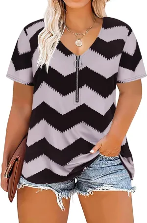 TIYOMI Plus Size Tops for Women Short Sleeve Sexy V Neck Shirts Plain Basic Solid Color Tunic Spring Summer XL-5XL 14W-28W