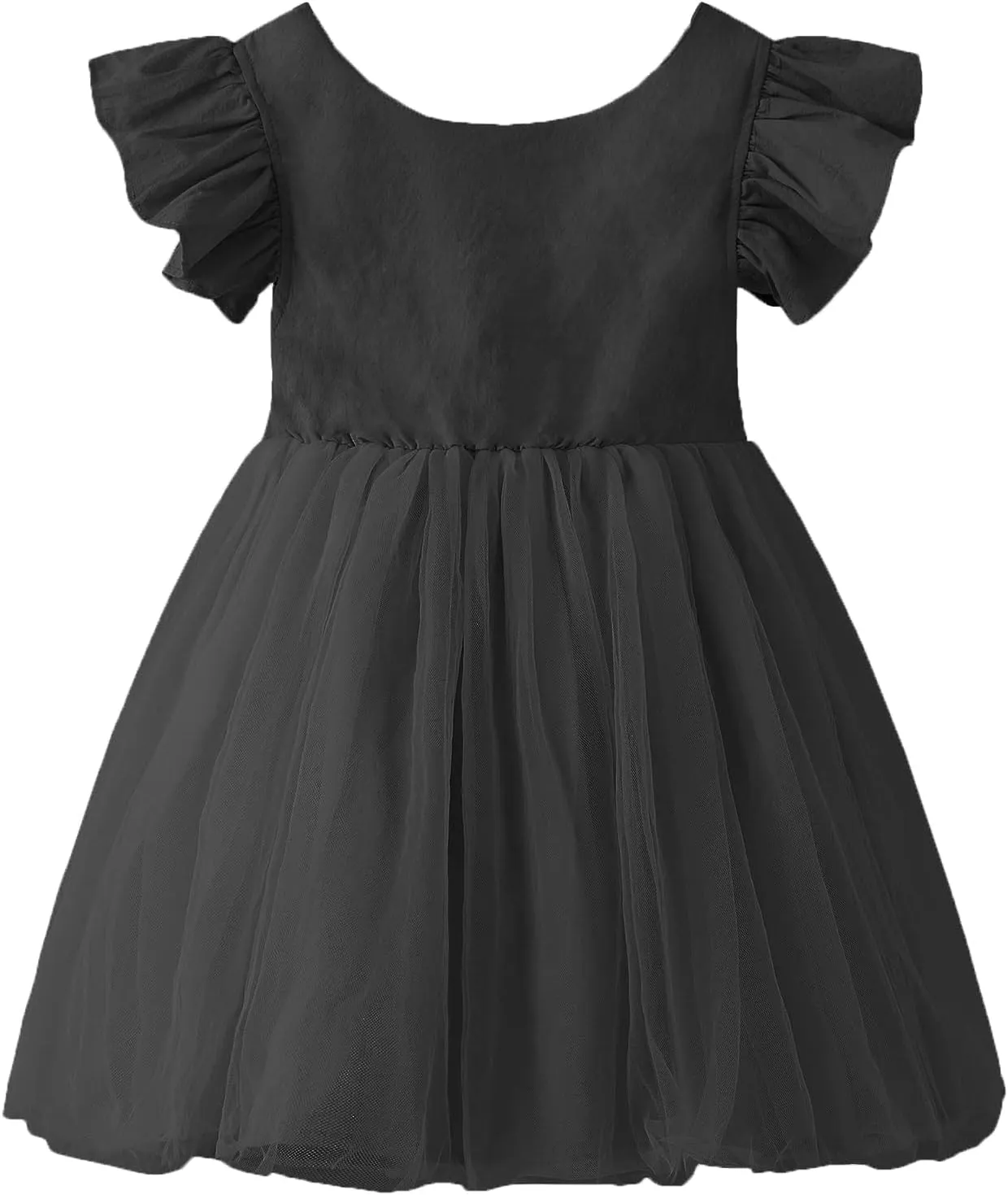 Toddler Baby Girl Tutu Tulle Dress Cotton Linen Ruffle Back Bowknot Princess Party Dresses