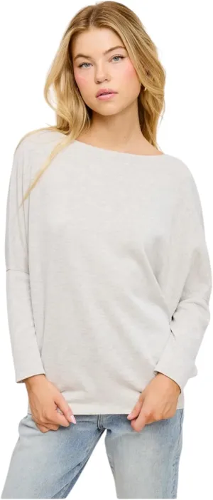 Women's Dolman Long Sleeve, Batwing, Ultra Soft Scuba, Boat Neck Top-Black, Rust, White, Olive, Navy, Heather Gray, Graphite