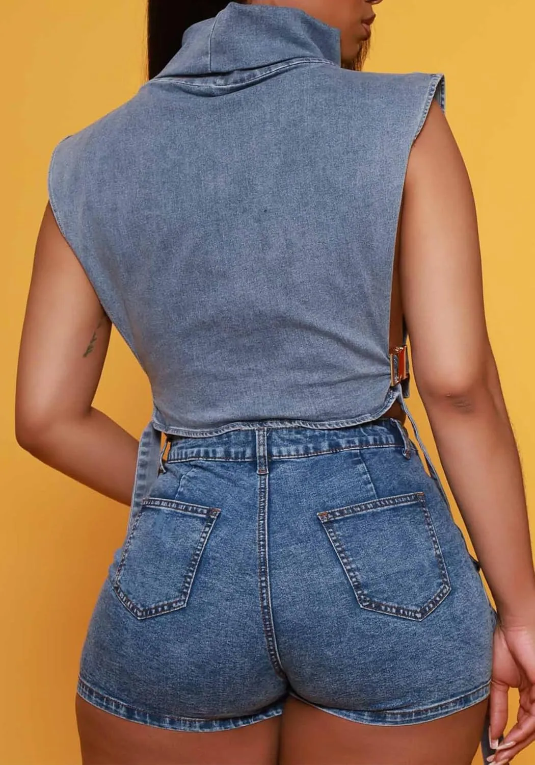 Women's Mini Jean Skirts Slit Bodycon Denim Skirt with Pockets Summer Vintage Streetwear